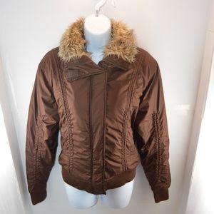 Freezin' Point Brown Puffer Coat w/ Fur Collar